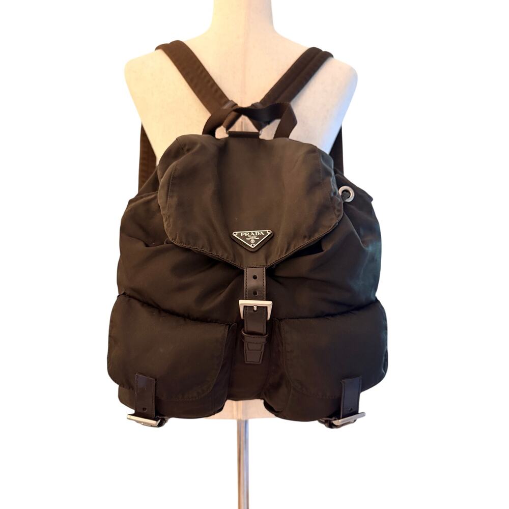Prada Vintage Chocolate Brown Tessuto Nylon Backpack Authentic Italy